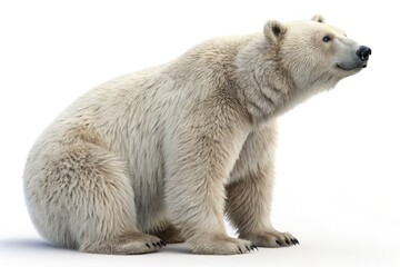 Fototapeta premium Polar Bear Sitting in a Relaxed Position Against a White Background