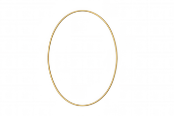 Gold oval frame with thin metallic border. Ideal for design elements, decorations, or text placement with transparent background