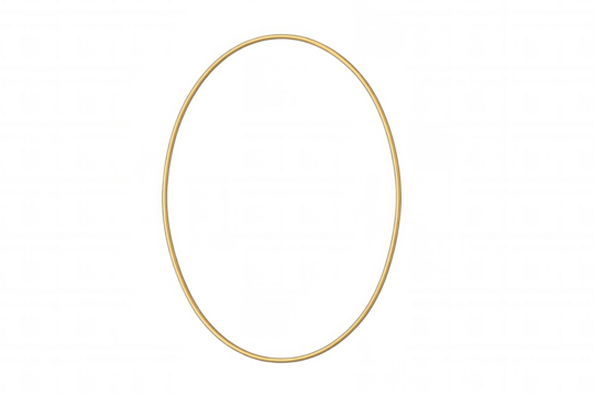 Gold oval frame with thin metallic border. Ideal for design elements, decorations, or text placement with transparent background