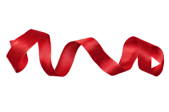 A vibrant crimson ribbon, elegantly curved and flowing