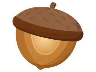 Half Acorn Cross-Section on White Background