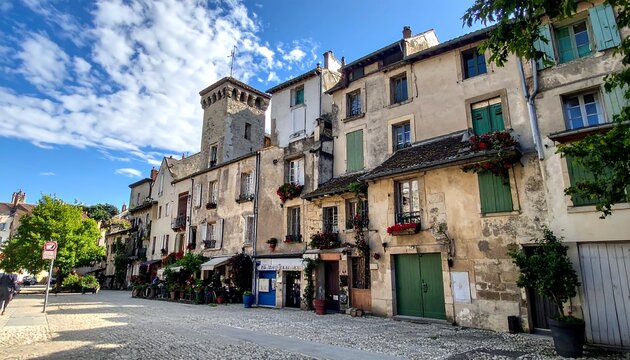 European cityscape showing old buildings and blue sky