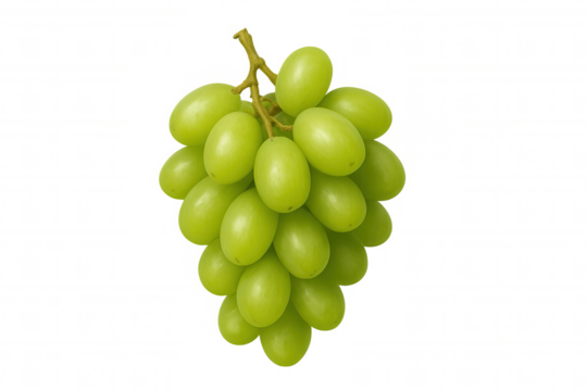 Fresh green grapes bunch showing healthy fruit and natural sweetness, transparent background