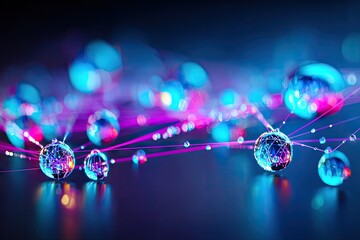 Abstract network of glowing orbs