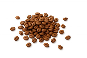 Naklejka premium Roasted coffee beans creating a small pile, providing flavor for coffee beverages. Isolated with a transparent background