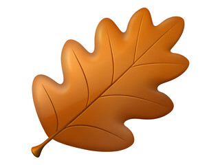 Realistic Autumn Oak Leaf Raster Illustration