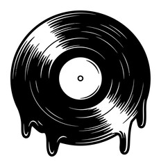 Melting Vinyl Record - Grunge 90s Vector