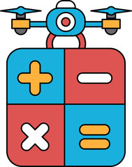 Obraz premium A black and white drawing of a calculator with a drone on top