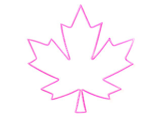 Neon glowing maple leaf artwork