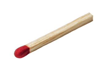 Single matchstick, red head, light-colored wood shaft