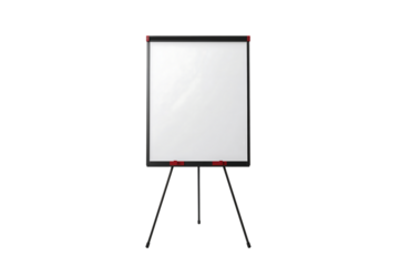 Empty Flip Chart on a Tripod Stand Ready for a Business Presentation or Creative Brainstorming Session for Teamwork and Collaboration
