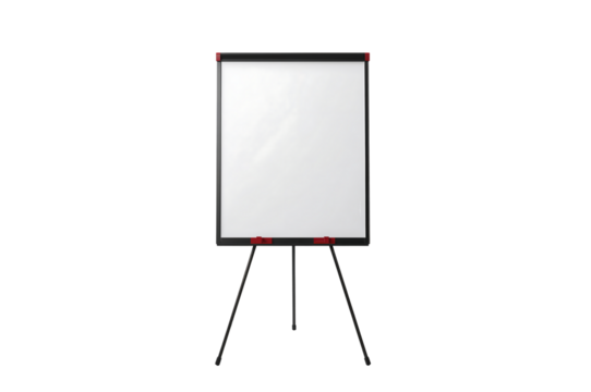 Empty Flip Chart on a Tripod Stand Ready for a Business Presentation or Creative Brainstorming Session for Teamwork and Collaboration