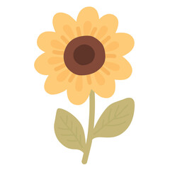 Sunflower in Flat Style for Summer Botanical Illustration