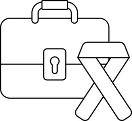 A briefcase with a key and a ribbon tied around it