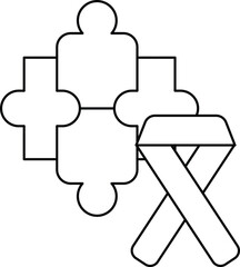 A puzzle piece with a ribbon on top of it