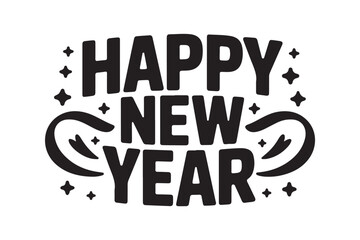 Obraz premium Happy New Year Handwritten modern brush lettering isolated on white background