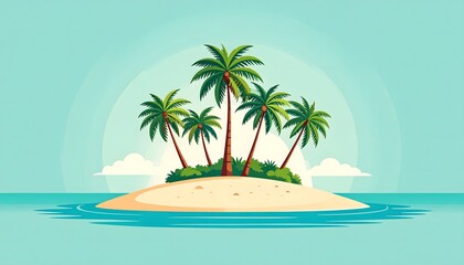 Naklejka premium Tropical Island Paradise Illustration