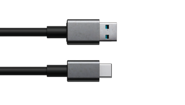 Modern USB Data Cable with Type A and Type C Connectors for Fast Data Transfer and Charging
