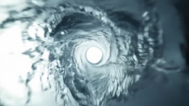 Inside Approaching a Bright Eye of Hurricane, Water Vortex