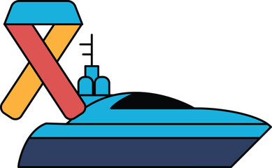 A boat with a life preserver on it