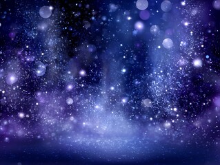 Obraz premium 夜空にきらめく無数の星が幻想的に輝く深い青と紫の宇宙空間の背景