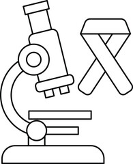 A microscope is shown with a ribbon on it