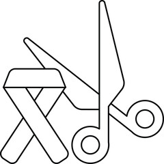 Obraz premium A pair of scissors and a ribbon are shown in a black and white drawing