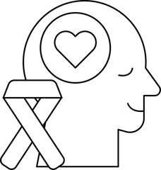 A man's head with a heart and a ribbon on it