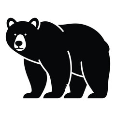 Bold black bear silhouette standing alert detailed outline art graphic silhouette