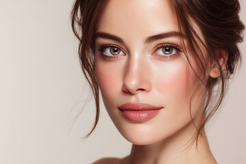 Obraz premium Beautiful skin woman face, healthy beauty skincare and cosmetics for adverstising. Generative Ai. 