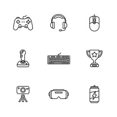 Outline Thin Line Science and Technology Icon Set Illustration