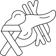 A drawing of a ribbon with a horse and a pair of skis
