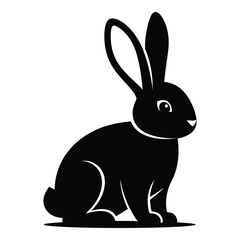 Charming silhouette of a sitting rabbit facing right side profile silhouette