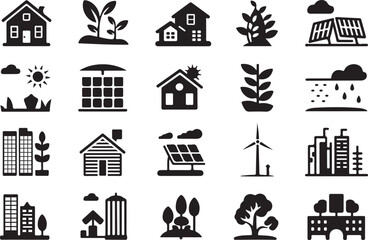 Naklejka premium Vector illustrations depicting eco friendly green energy sustainable environment and nature