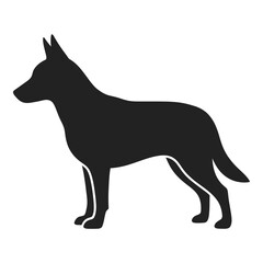 Silhouette of a german shepherd dog standing alert profile view silhouette