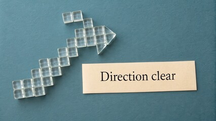 Transparent blocks forming an arrow pointing towards a direction