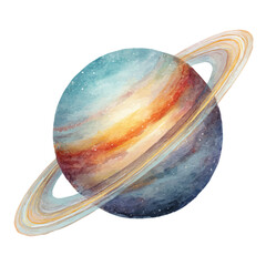 Planetary Ring watercolor drawing vector, premium quality illustration on a clean white background. © Cooper