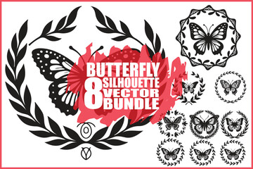 Butterfly Wreath Clipart Bundle