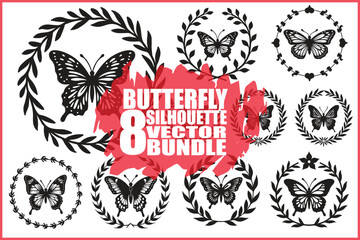 Butterfly Wreath Clipart Bundle