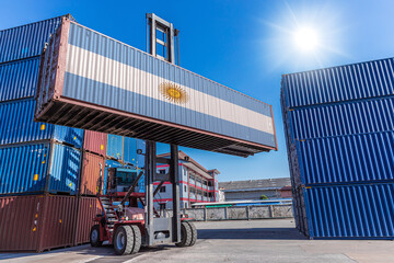 Products shipping cargo goods with Argentina flag for import export business from Argentina country