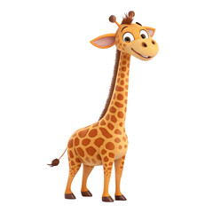 Obraz premium Cute cartoon giraffe with big eyes and a friendly smile