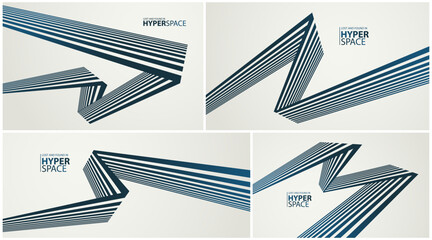 3D lines in impossible perspective vector minimal abstract background set, force and energy in dynamic motion creative concept, surreal speed.