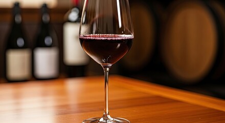 Deep Red Wine in a Glass in a Cellar