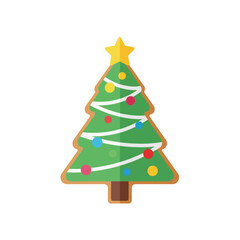 Christmas Tree Cookie Decoration with Star and Lights.