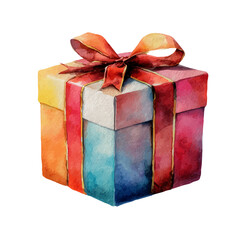 Stylized watercolor Wrapped Present vector, modern artistic illustration with high-quality details on a pure white background.
