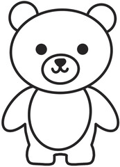 Bear outline, drawing, black and white, cartoon