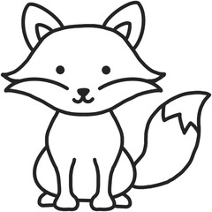 Fox outline, drawing, black and white