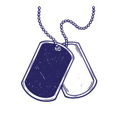 Fototapeta premium Hand drawn illustration of dog tags representing military service and remembrance in graphic style