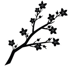 cherry blossom branch japanese style vector