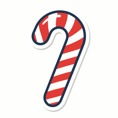 Christmas Candy Cane Sticker with a White Outline.